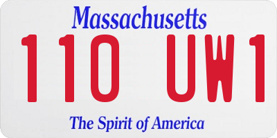 MA license plate 110UW1