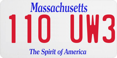 MA license plate 110UW3