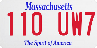 MA license plate 110UW7