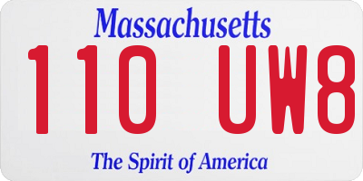 MA license plate 110UW8