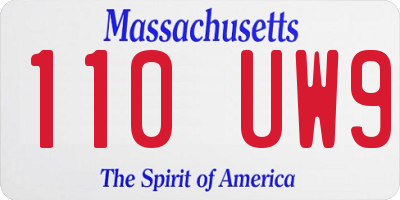 MA license plate 110UW9