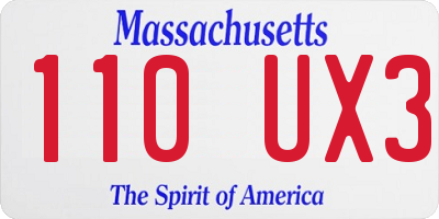 MA license plate 110UX3