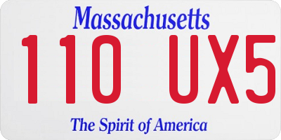 MA license plate 110UX5