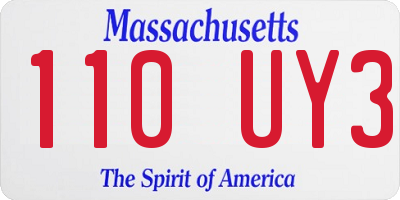 MA license plate 110UY3