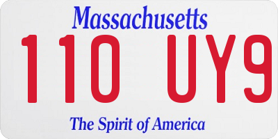 MA license plate 110UY9