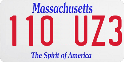 MA license plate 110UZ3