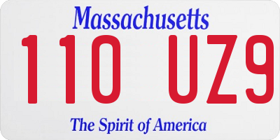MA license plate 110UZ9