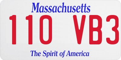 MA license plate 110VB3