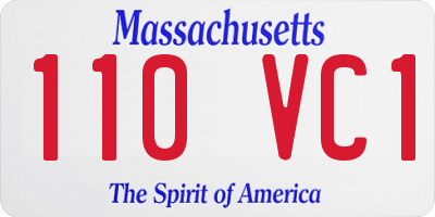 MA license plate 110VC1