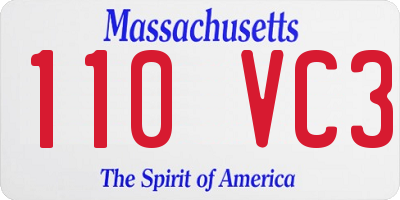 MA license plate 110VC3