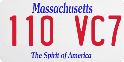 MA license plate 110VC7