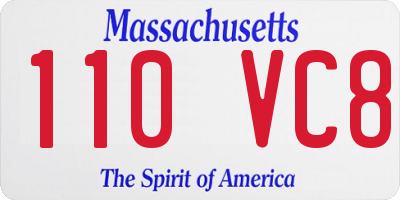 MA license plate 110VC8