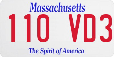MA license plate 110VD3