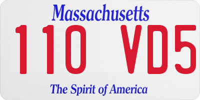MA license plate 110VD5
