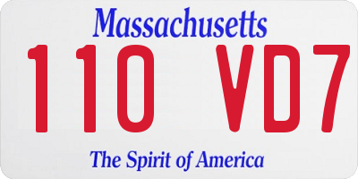 MA license plate 110VD7