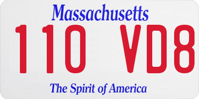 MA license plate 110VD8