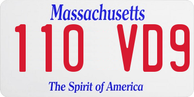 MA license plate 110VD9