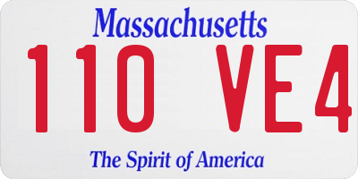 MA license plate 110VE4