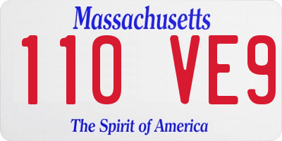 MA license plate 110VE9