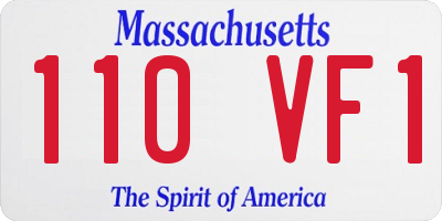 MA license plate 110VF1
