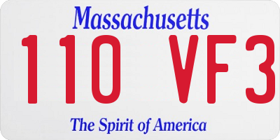 MA license plate 110VF3