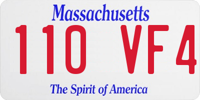 MA license plate 110VF4