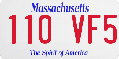 MA license plate 110VF5
