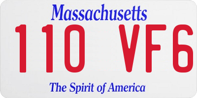 MA license plate 110VF6