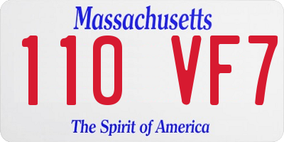 MA license plate 110VF7
