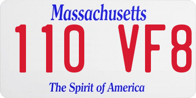 MA license plate 110VF8