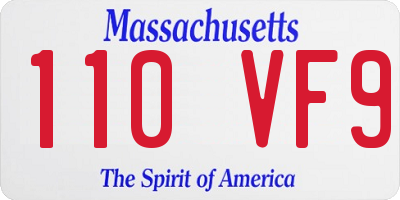 MA license plate 110VF9