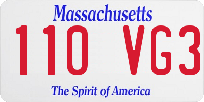 MA license plate 110VG3