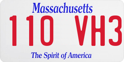 MA license plate 110VH3