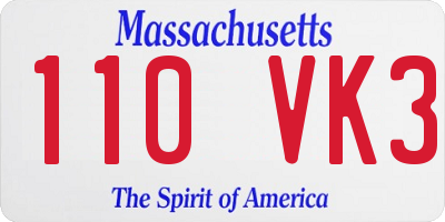 MA license plate 110VK3