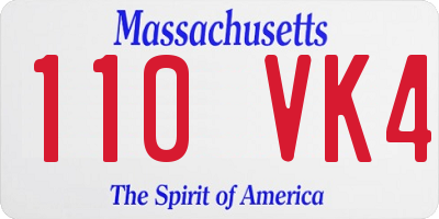 MA license plate 110VK4