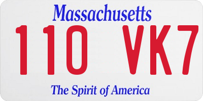 MA license plate 110VK7