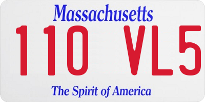 MA license plate 110VL5