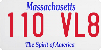 MA license plate 110VL8