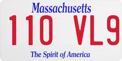 MA license plate 110VL9