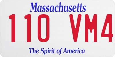 MA license plate 110VM4