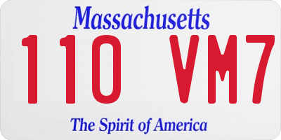 MA license plate 110VM7