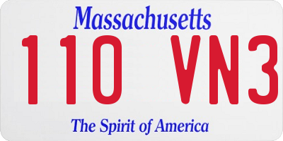 MA license plate 110VN3
