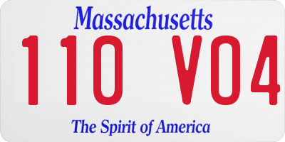 MA license plate 110VO4