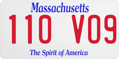 MA license plate 110VO9