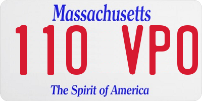 MA license plate 110VP0