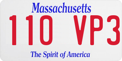 MA license plate 110VP3