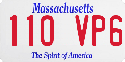 MA license plate 110VP6