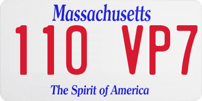 MA license plate 110VP7