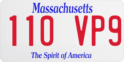 MA license plate 110VP9