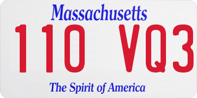 MA license plate 110VQ3